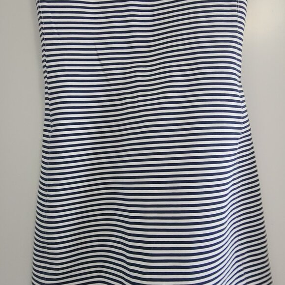 Theory Mivrill navy/ivory striped sleeveless shift dress sz P - Picture 6 of 10